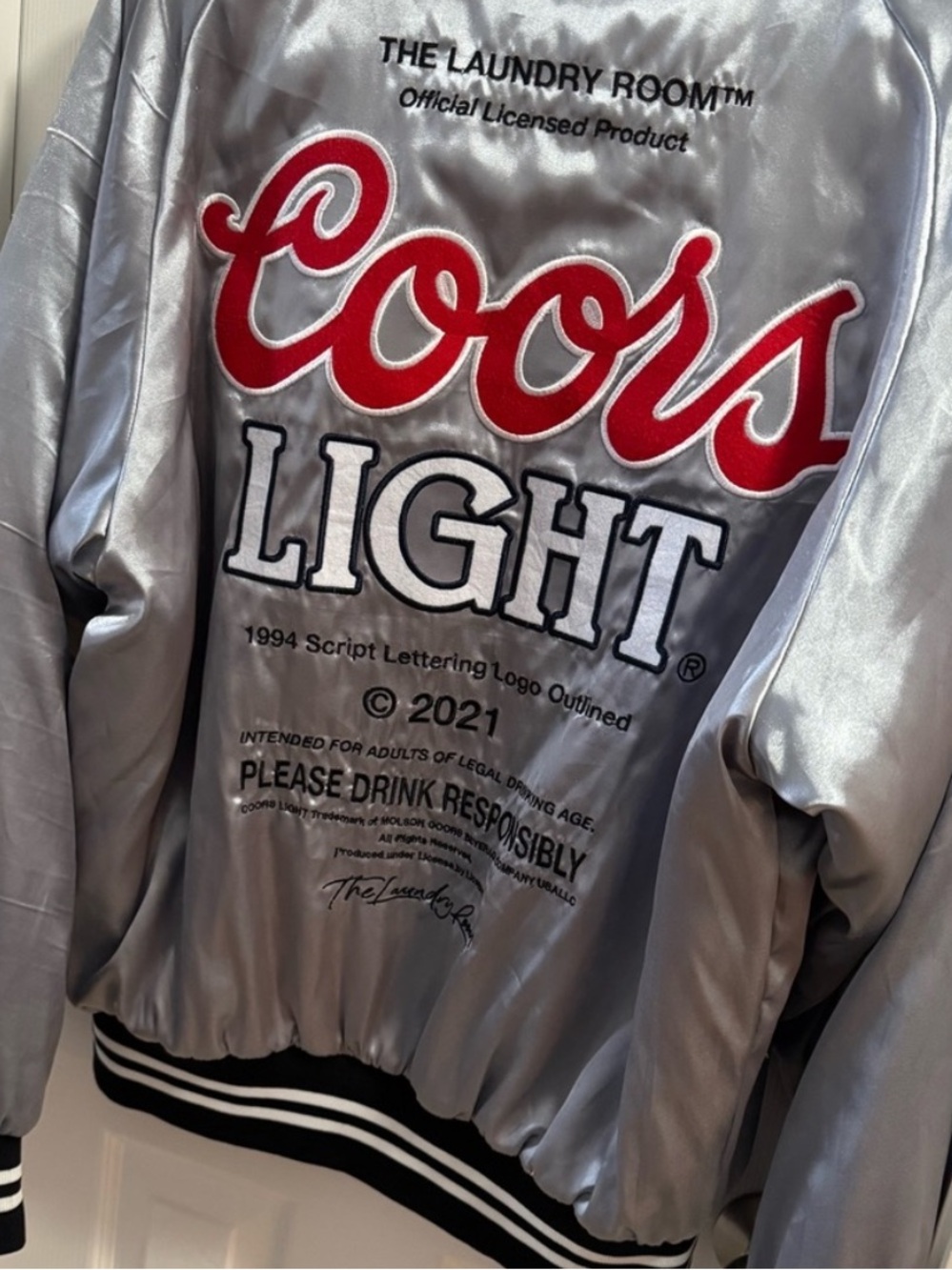 The Laundry Room Coors Light Satin Silver Jacket with Red Logo
